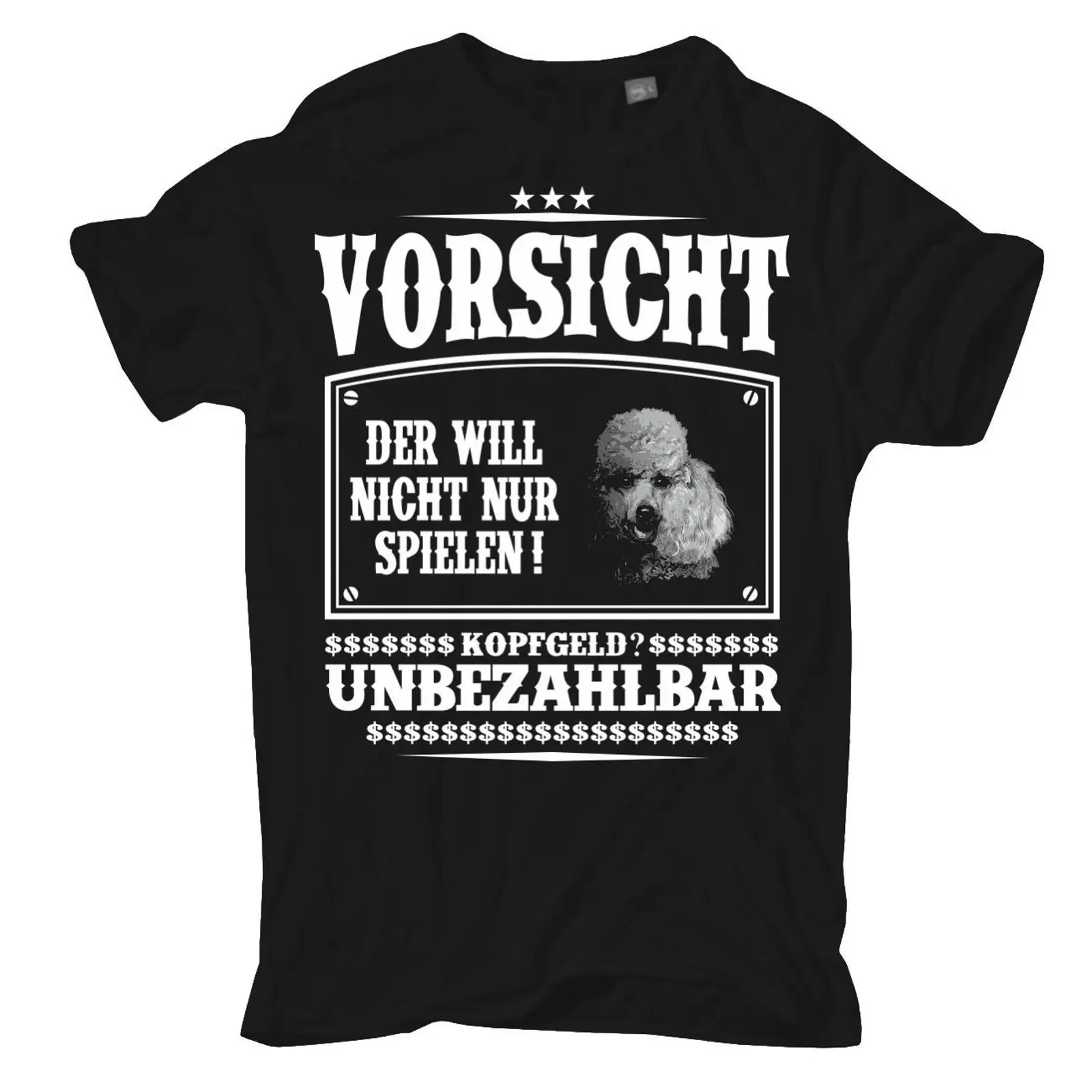 Vintage Fashion Herren - Herren T Shirt Pudel VORSICHT der