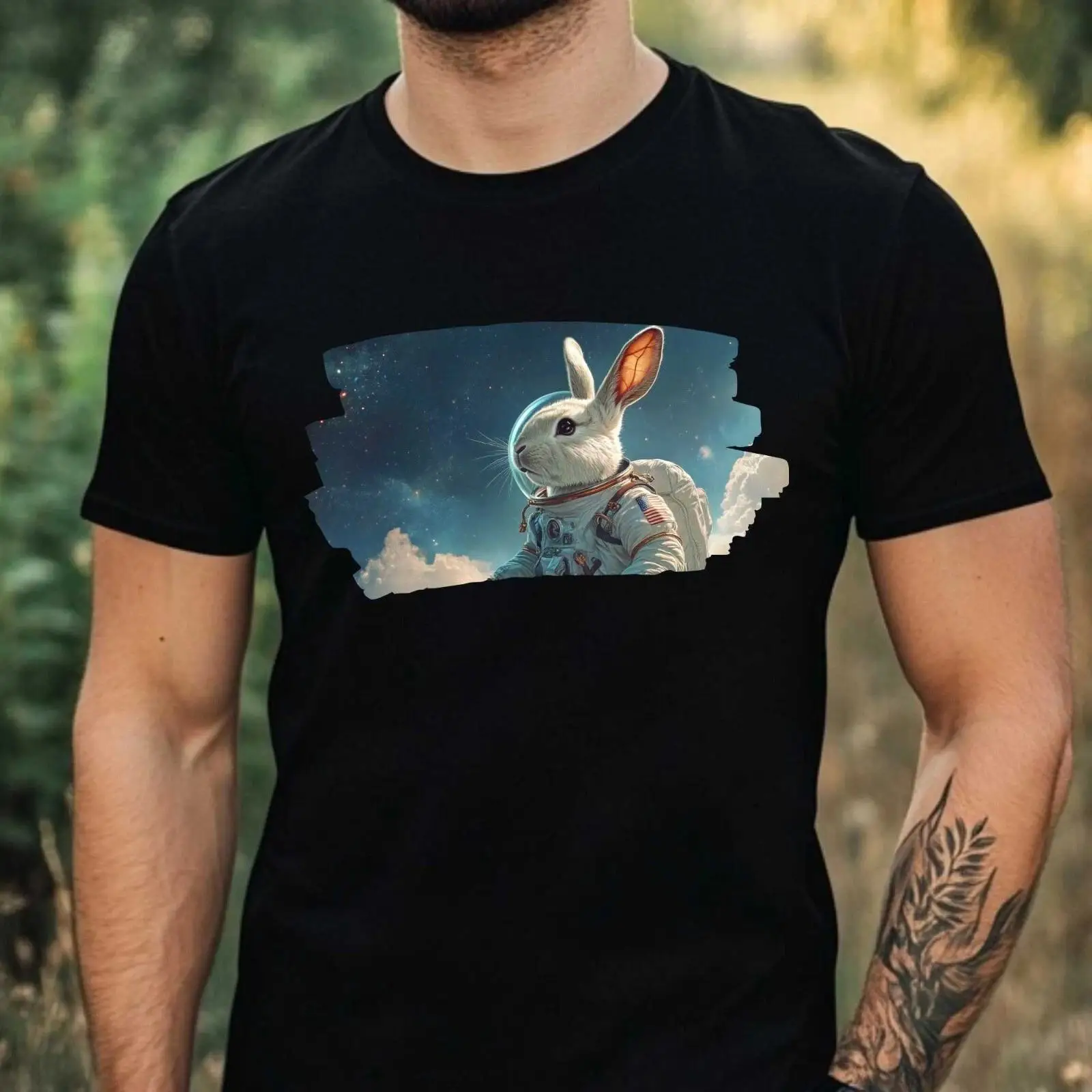 Vintage Fashion Herren - Herren T Shirt Kaninchen als Astronaut