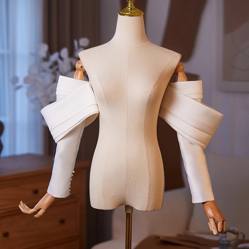Vintage Fashion Photography - Women's Elegant Designer White Satin Arm