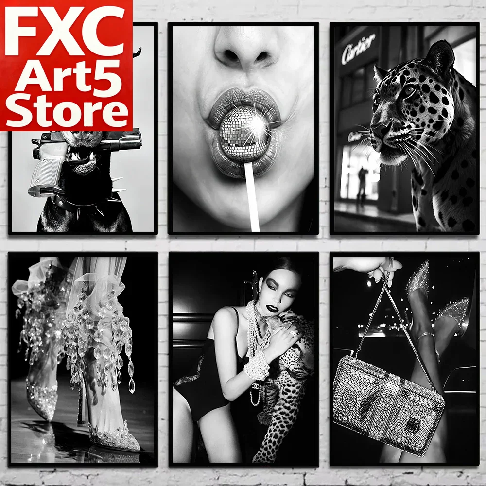 1PC Frameless Black & White Fa - Vintage Fashion Photography ulasan dan harga