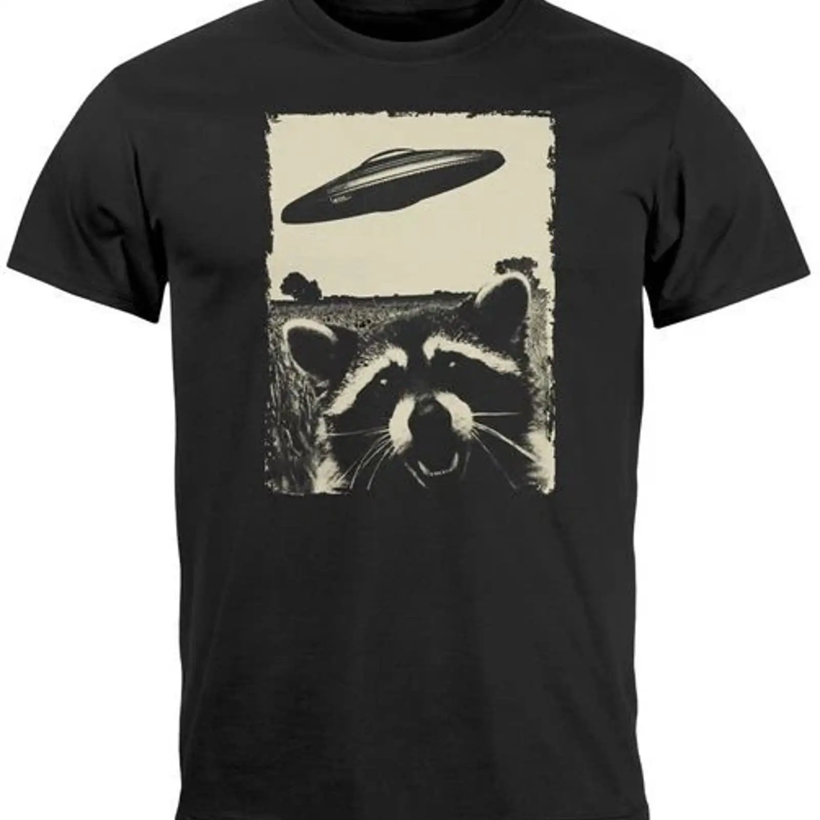 Herren T Shirt UFO Waschbär Al - Vintage Fashion Herren ulasan dan harga
