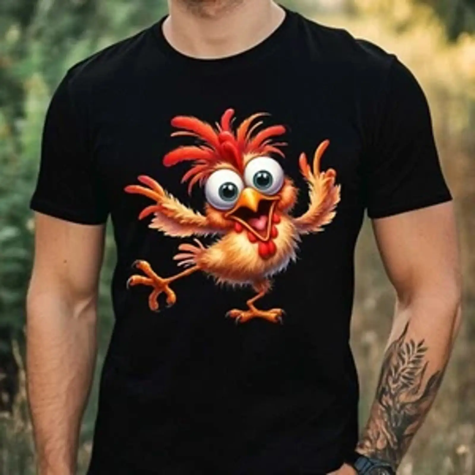 T Shirt Herren Lustiges Huhn M - Vintage Fashion Herren ulasan dan harga