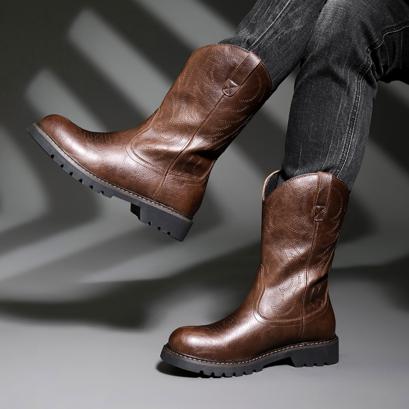 Fashion Mens Cowboy Boots New  - Vintage Fashion Boots ulasan dan harga