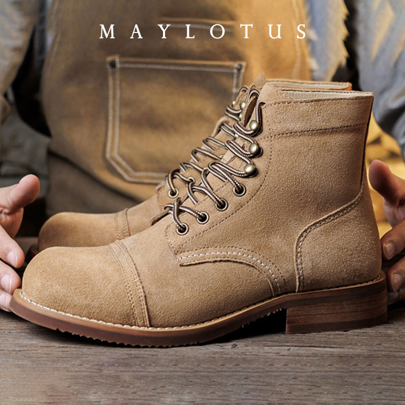 Suede Boot Goodyear-Welted Mot - Vintage Fashion Boots ulasan dan harga