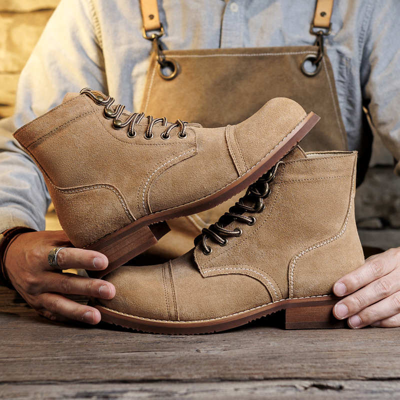 Suede Boot Goodyear-Welted Mot - Vintage Fashion Boots ulasan dan harga