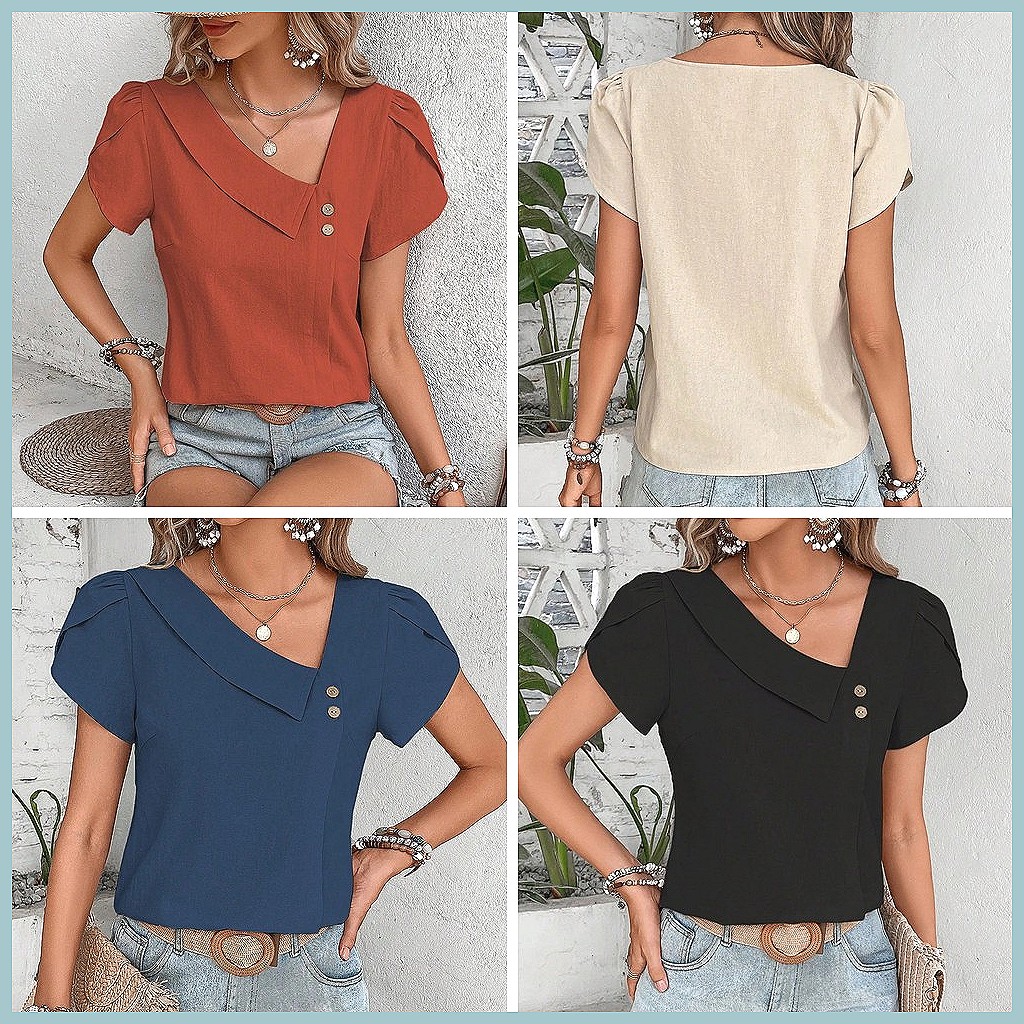 2024 Summer Vintage Solid Colo - Vintage Fashion Women ulasan dan harga
